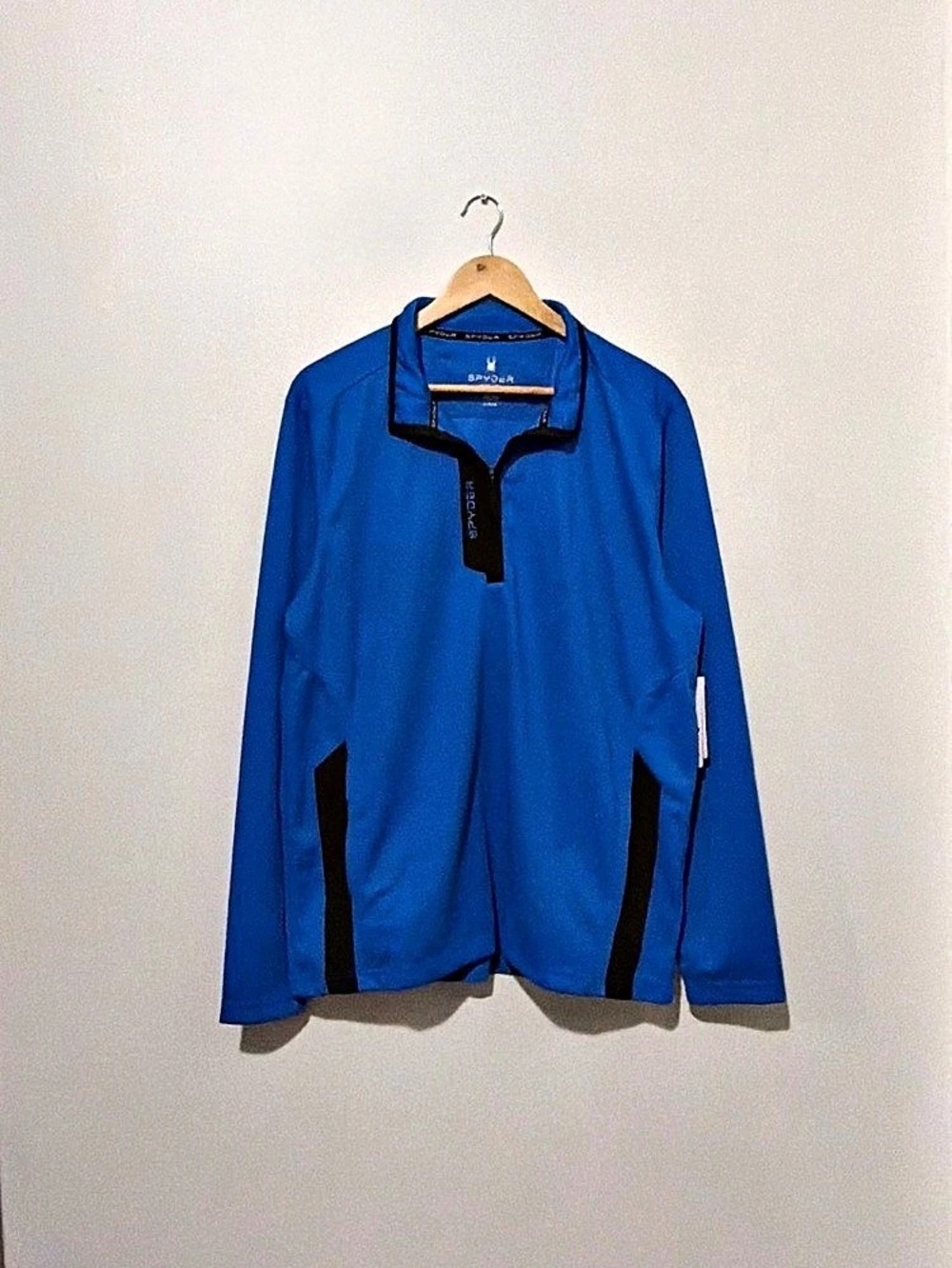 Spyder Men Large Outbound 1/4-Zip Pullover Blue & Black NWT